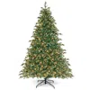 Hivvago 7 Feet Artificial Christmas Tree With Warm White Lights & Pine Cones In Green