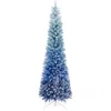 Hivvago 7 Feet Blue Gradient Snow Flocked Artificial Christmas Tree-blue