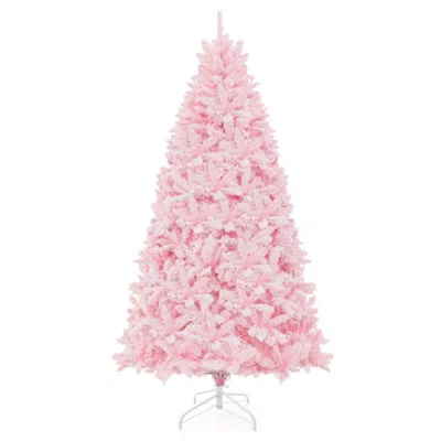 Hivvago 7 Feet Flocked Artificial Christmas Tree With 500 Led Lights And 1200 Branches