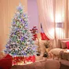 Hivvago 7 Feet Flocked Christmas Tree With 8 Lighting Modes And Multi-color Led Lights-7 Ft