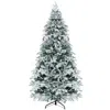 Hivvago 7 Feet Flocked Christmas Tree With Warm White Led Lights In Green