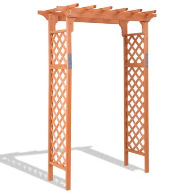 Hivvago 7 Feet Garden Wooden High Arbor Arch Plant Pergola In Brown