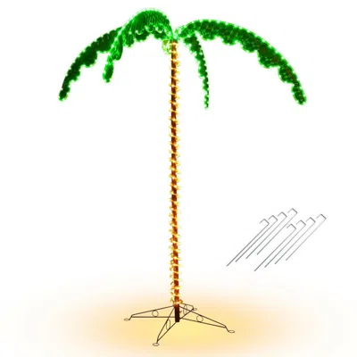 Hivvago 7 Feet Led Pre-lit Palm Tree Decor With Light Rope In Green