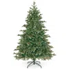 Hivvago 7 Feet Pre-lit Christmas Tree With Pine Cones - Warm White Led Lights, Realistic Pe & Pvc Branch Tip In Green