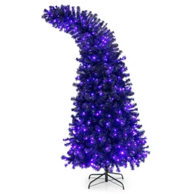 Hivvago 7 Feet Pre-lit Halloween Tree 8 Flash Modes With 400 Lights In Blue