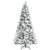 Hivvago 7 Feet Snow Flocked Christmas Tree With Poinsettia Flowers