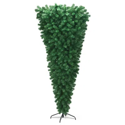 Hivvago 7 Feet Unlit Upside Down Artificial Christmas Tree In Green