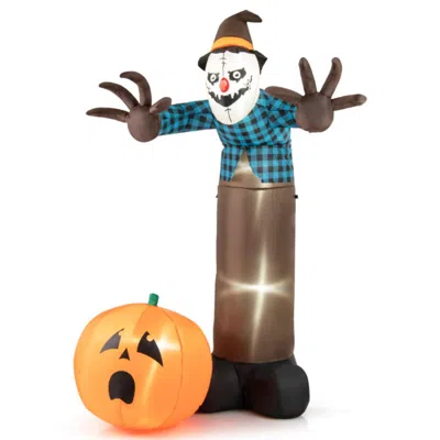 Hivvago 7 Ft Inflatable Halloween Haunted Scarecrow Pumpkin Ghost With Built-in Led Lights