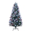 Hivvago 7 Ft Snow-flocked Artificial Christmas Tree With Multi-function Led Lights In Blue