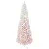 Hivvago 7 Ft Tall Unlit Pencil Fir Artificial Christmas Tree With Realistic Branches And Steel Base In Pink
