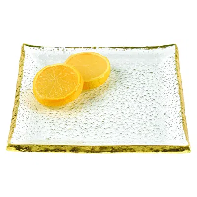 Hivvago 7 Glass Set Of 4 Square Edge Gold Plates