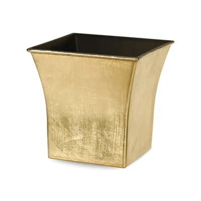 Hivvago 7" Gold Recycled Plastic Indoor Outdoor Square Pot Planter