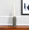 Hivvago 7" Gray Distressed Aluminum Geometric Tabletop Taper Candle Holder In Gray
