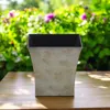 Hivvago 7" Gray Recycled Plastic Indoor Outdoor Square Pot Planter In Gray