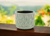 Hivvago 7" Green Geometric Ceramic Indoor Outdoor Round Pot Planter In Green