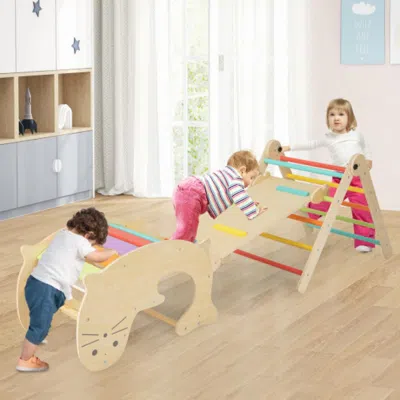 Hivvago 7-in-1 Indoor Climbing Toys For Toddlers With Reversible Ramp-multicolor