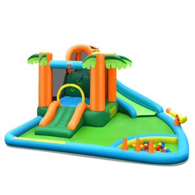 Hivvago 7-in-1 Inflatable Water Slide Park With Trampoline Climbing And 680w Blower
