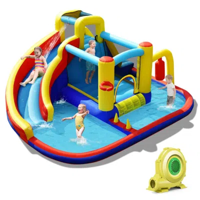 Hivvago 7-in-1 Inflatable Water Slide With 735w Air Blower And Splash Pool