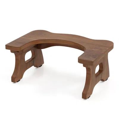 Hivvago 7 Inch Teak Wood Toilet Stool With Non-slip Foot Pads For Bathroom