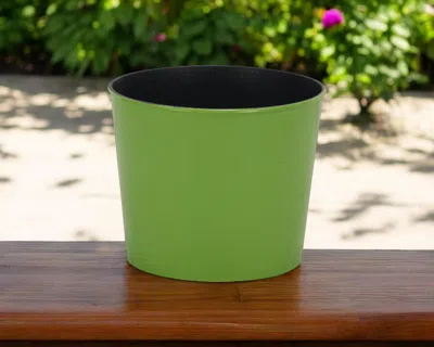 Hivvago 7" Lime Green Recycled Plastic Indoor Outdoor Round Pot Planter