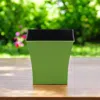 Hivvago 7" Lime Green Recycled Plastic Indoor Outdoor Square Pot Planter In Green
