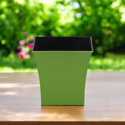 Hivvago 7" Lime Green Recycled Plastic Indoor Outdoor Square Pot Planter