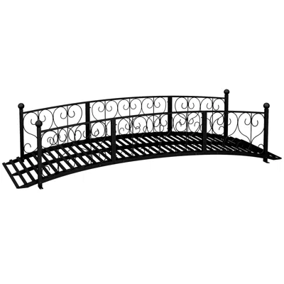 Hivvago 7' Outdoor Garden Footbridge With Decorative Railings