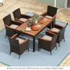 Hivvago 7 Pieces Garden Dining Patio Rattan Set With Cushions For Backyard