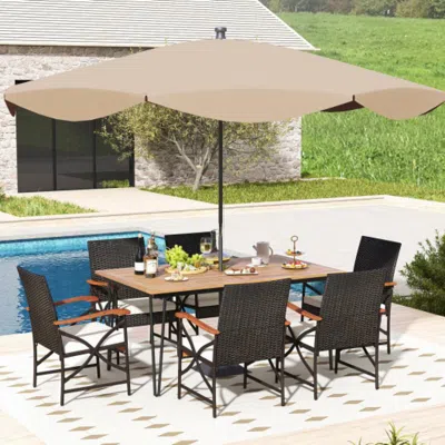 Hivvago 7 Pieces Outdoor Dining Furniture Set For Porch Backyard Garden Poolside