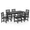 Hivvago 7 Pieces Outdoor Dining Table Set For 6 People 67" Hdpe Patio Rectangle Table And 6 Armchairs In Black