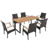 Hivvago 7 Pieces Patio Wicker Dining Set With Detachable Cushion And Umbrella Hole In Multi