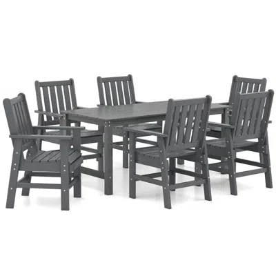 Hivvago 7 Pieces Patio Dining Set Outdoor Hdpe Weather Resistant Table And Chairs Set In Gray