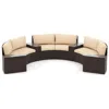Hivvago 7 Pieces Patio Furniture Set Pe Rattan Half-moon Curved Sofas With Side Tables In Brown