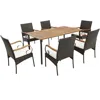 Hivvago 7 Pieces Patio Wicker Dining Set With Detachable Cushion And Umbrella Hole In Multi