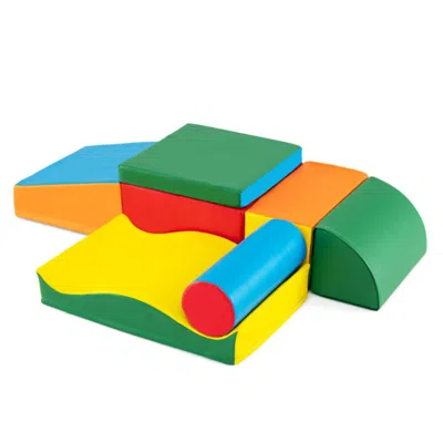 Hivvago 7 Pieces Toddlers Climbing Toys With Epe Foam And Removable Pu Leather In Green