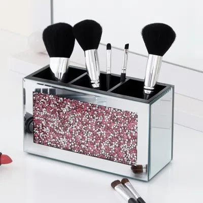 Hivvago 7" Pink Wood Jewelry Organizer Tray With Inlays In Silver