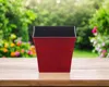 Hivvago 7" Red Recycled Plastic Indoor Outdoor Square Pot Planter In Red