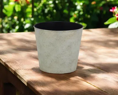 Hivvago 7" Silver Recycled Plastic Indoor Outdoor Round Pot Planter In Green
