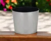 Hivvago 7" Silver Recycled Plastic Indoor Outdoor Round Pot Planter In Silver