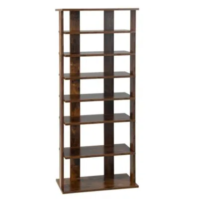 Hivvago 7-tier Dual Shoe Rack Free Standing Shelves Storage Shelves Concise In Brown