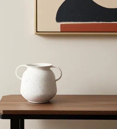 Hivvago 7" White Amphora Metal Table Vase