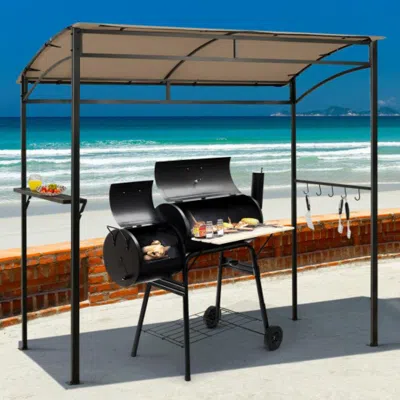 Hivvago 7 X 4.5 Feet Grill Gazebo Outdoor Patio Garden Bbq Canopy Shelter-beige In Brown