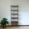 Hivvago 70" Brown Five Tier Ladder Bookcase With A Drawer In Brown