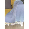Hivvago 70" Geometric Handwoven Throw Blankets In Blue In Blue