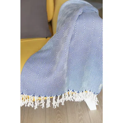 Hivvago 70" Geometric Handwoven Throw Blankets In Blue
