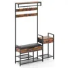 Hivvago 70 Inch Hall Tree With Shoe Storage Bench Freestanding Coat Rack-rustic Brown
