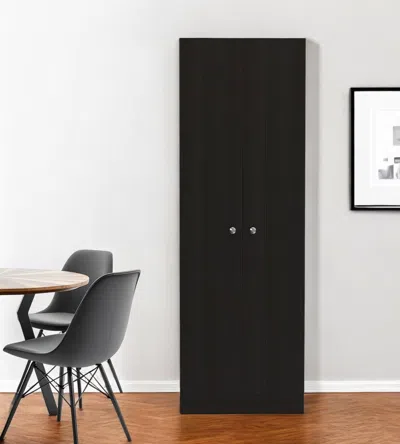 Hivvago 71" Black Wood Pantry Or Storage Closet