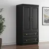 Hivvago 71" Black Wood Two Door Two Drawer Combo Dresser In Black