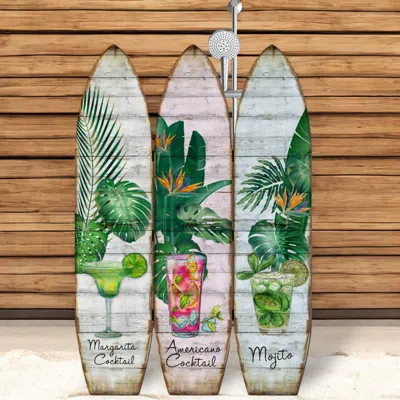 Hivvago 71" Green Solid Wood Folding Three Panel Screen Room Divider In Multi