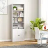 Hivvago 71 Inch Freestanding Bookshelf With 6 Shelves And 2-door Cabinet-white